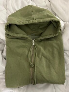 Olive Green Zip-Up Hoodie
